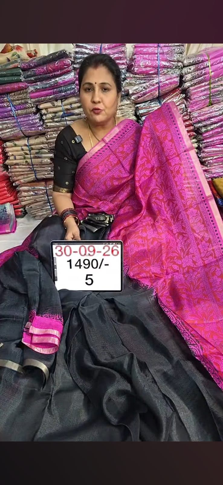 Pure Jute Georgette Partly Pallu Saree – Deep Magenta Pink