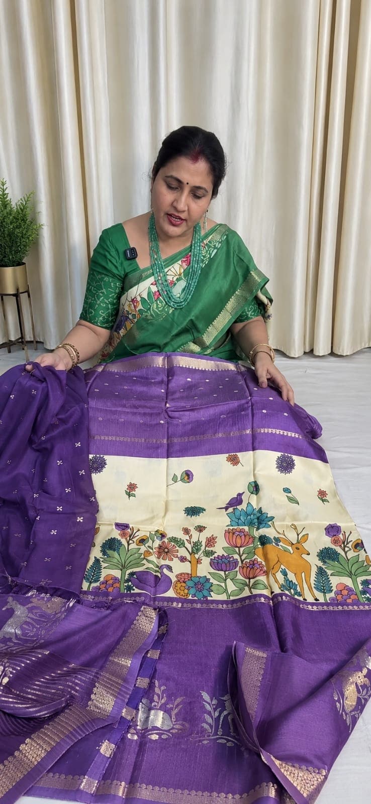 Pure Chinon Silk Saree – Purple