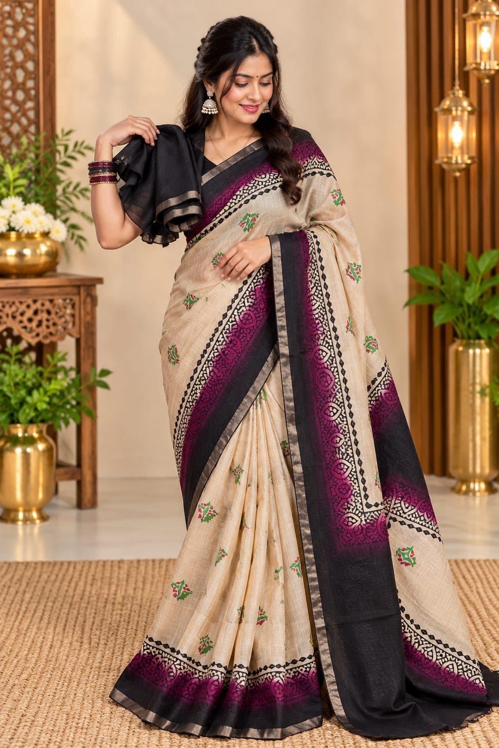 Pure Jute Georgette Saree